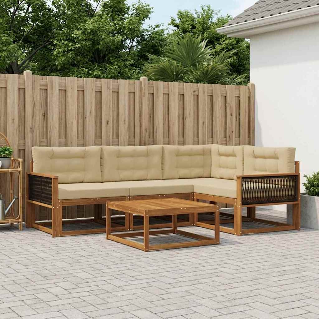 Outdoor-Sofagarnitur mit Kissen 5 pcs Natur und Beige