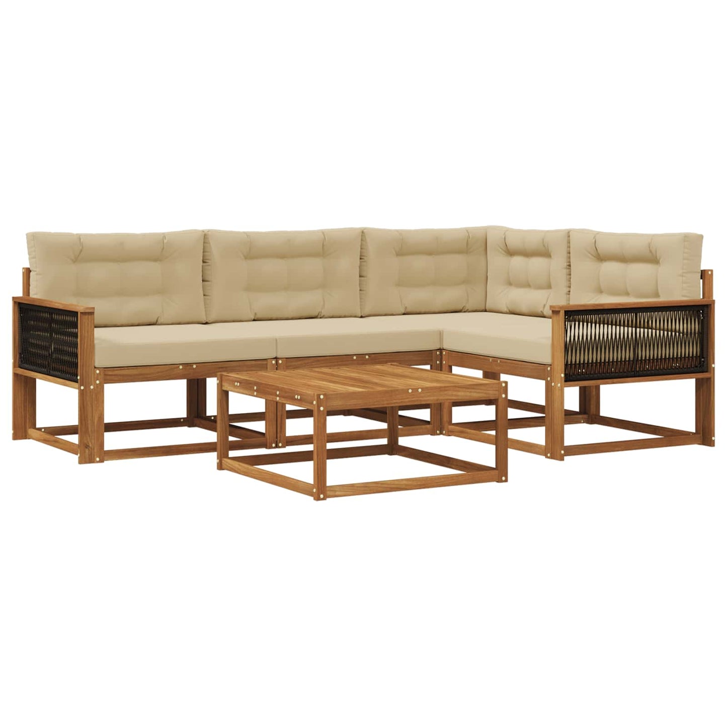 Outdoor-Sofagarnitur mit Kissen 5 pcs Natur und Beige