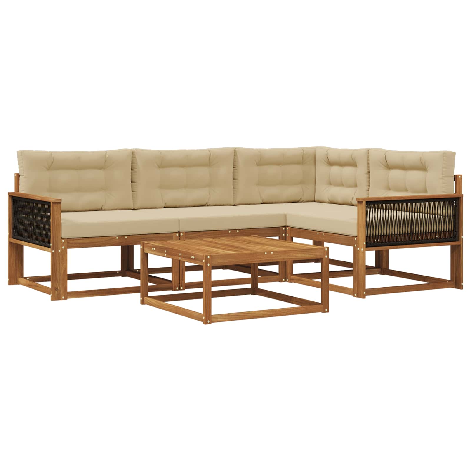 Outdoor-Sofagarnitur mit Kissen 5 pcs Natur und Beige