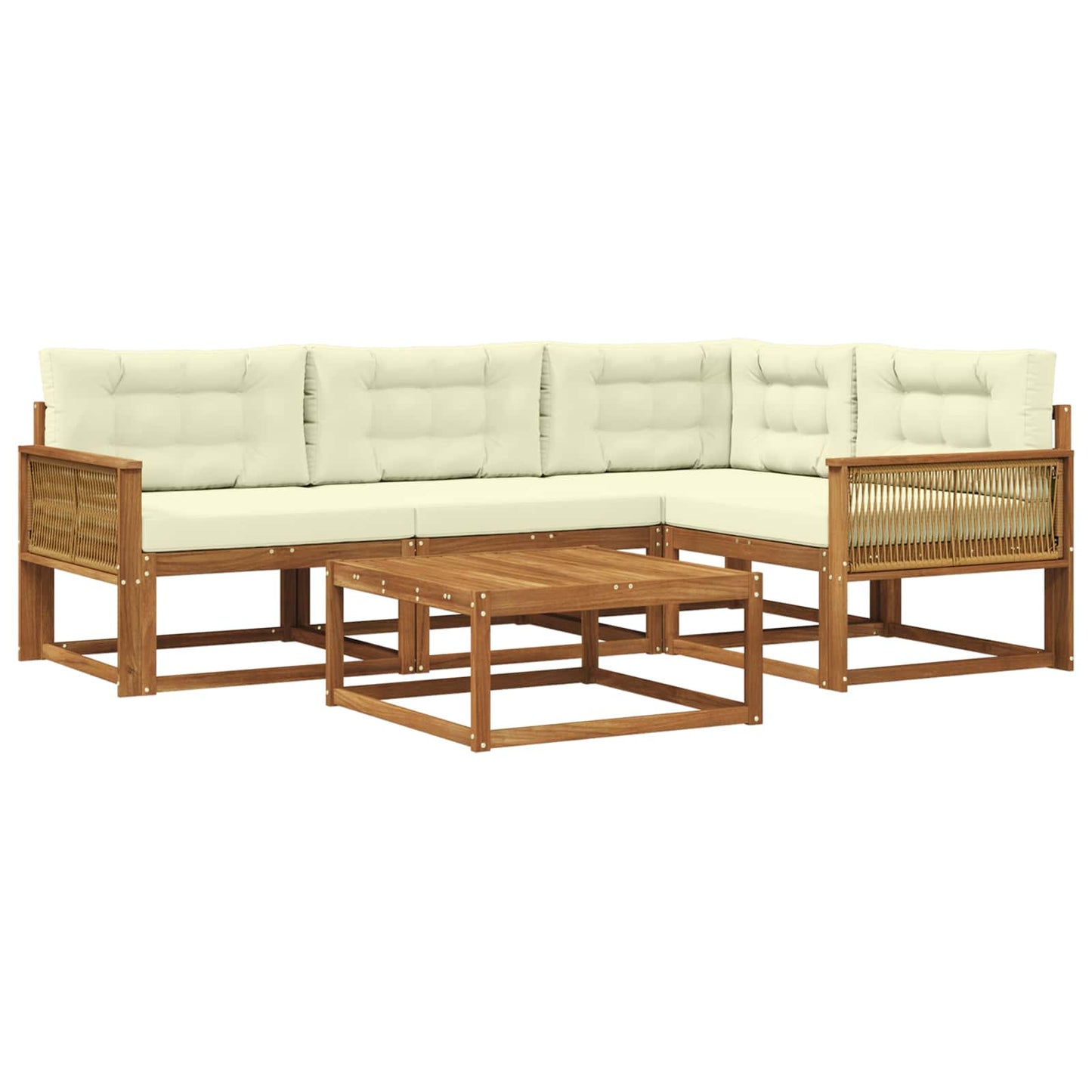 Outdoor-Sofagarnitur mit Kissen 5 pcs Natur und Creme