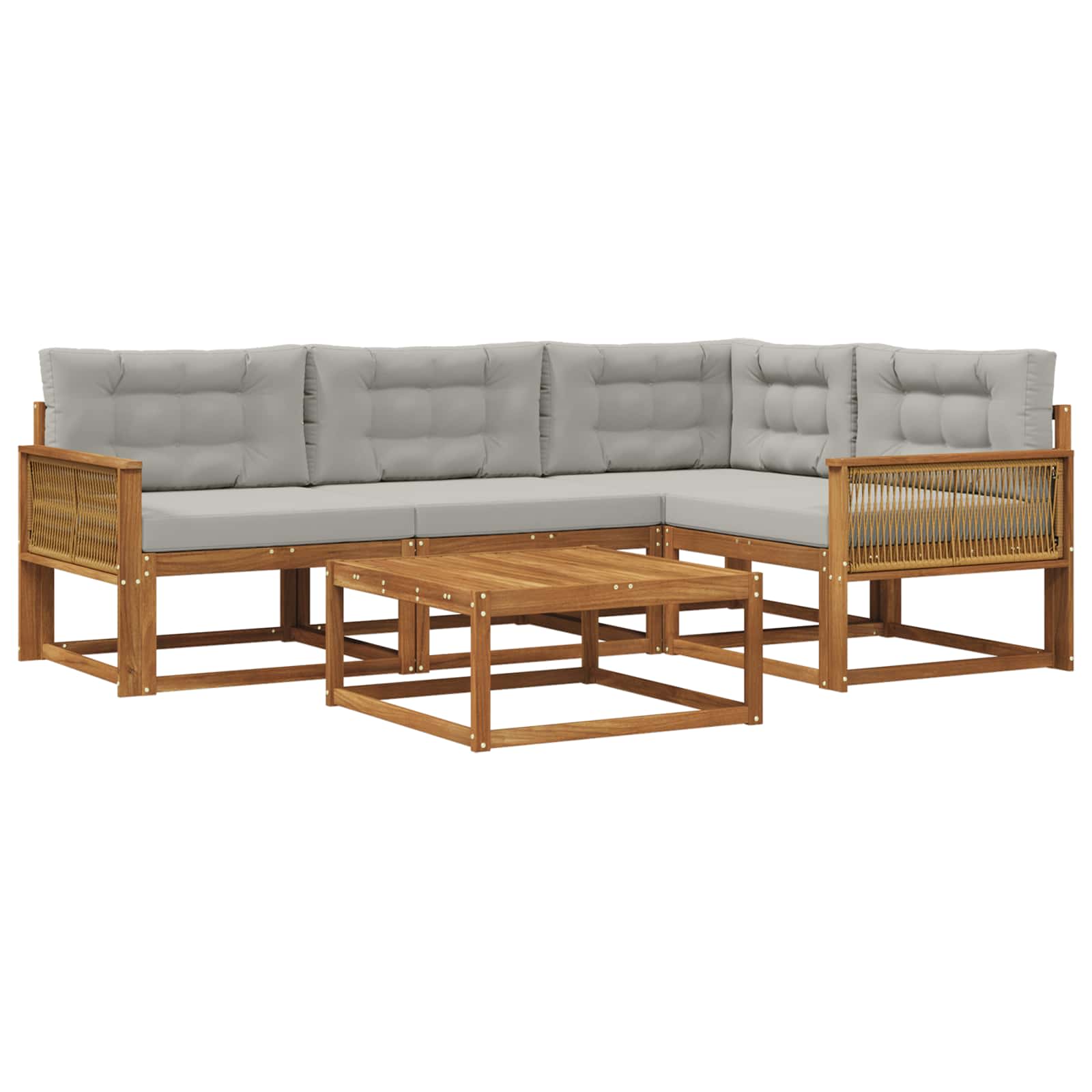 Outdoor-Sofagarnitur mit Kissen 5 pcs Natural and Light grey