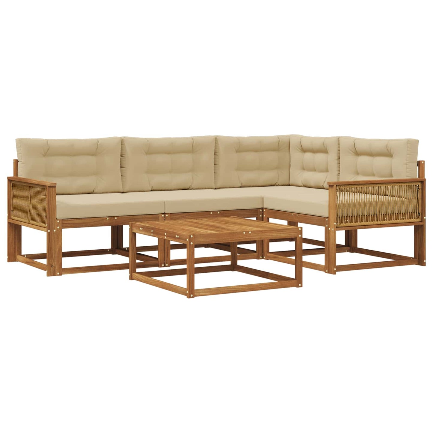 Outdoor-Sofagarnitur mit Kissen 5 pcs Natur und Beige