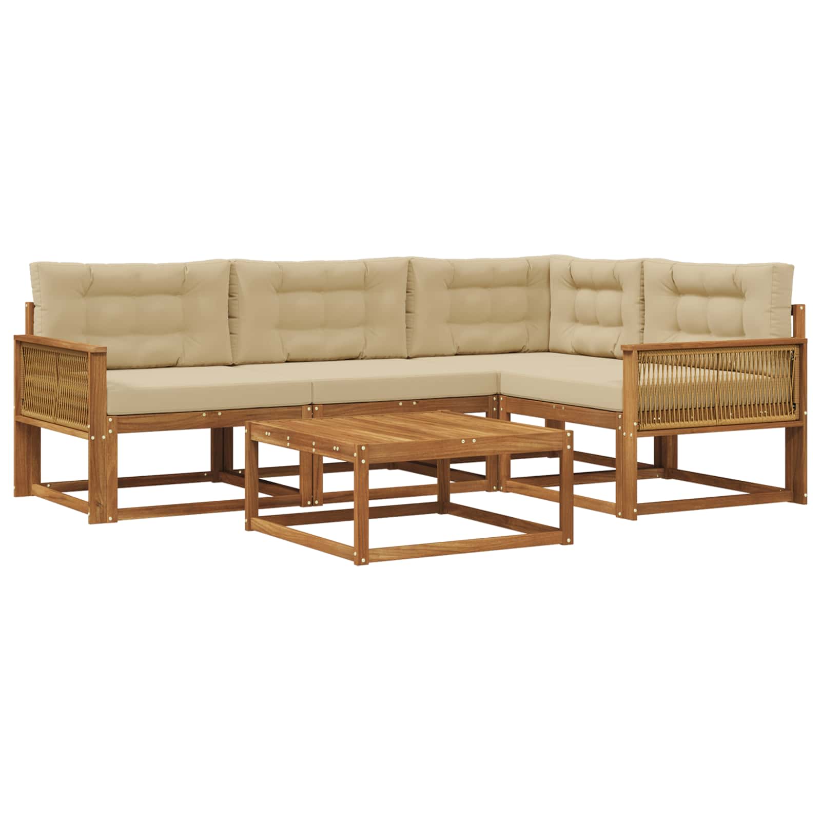 Outdoor-Sofagarnitur mit Kissen 5 pcs Natur und Beige