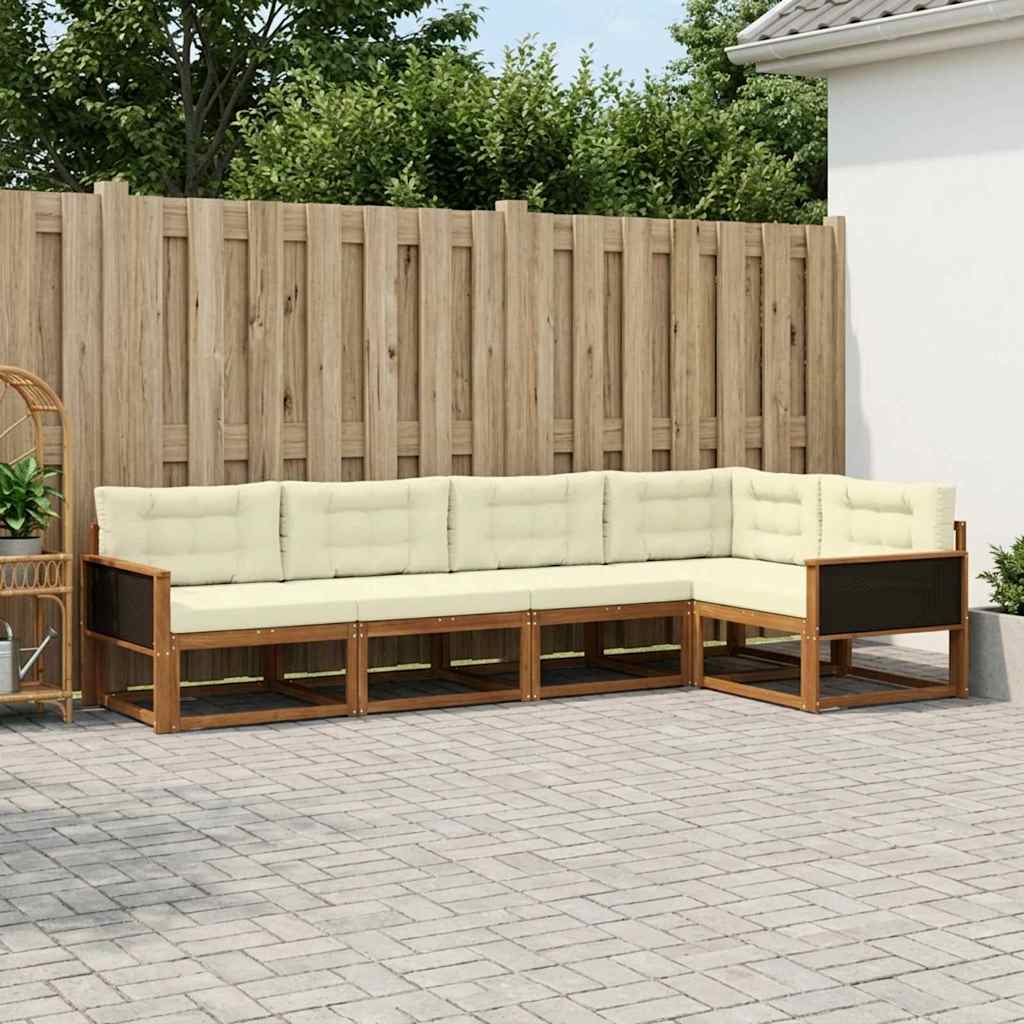 Outdoor-Sofagarnitur 5 stk. Natur und Creme