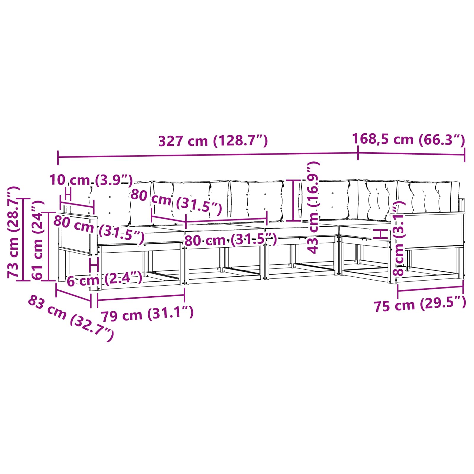 Outdoor-Sofagarnitur 5 stk. Natur und Creme