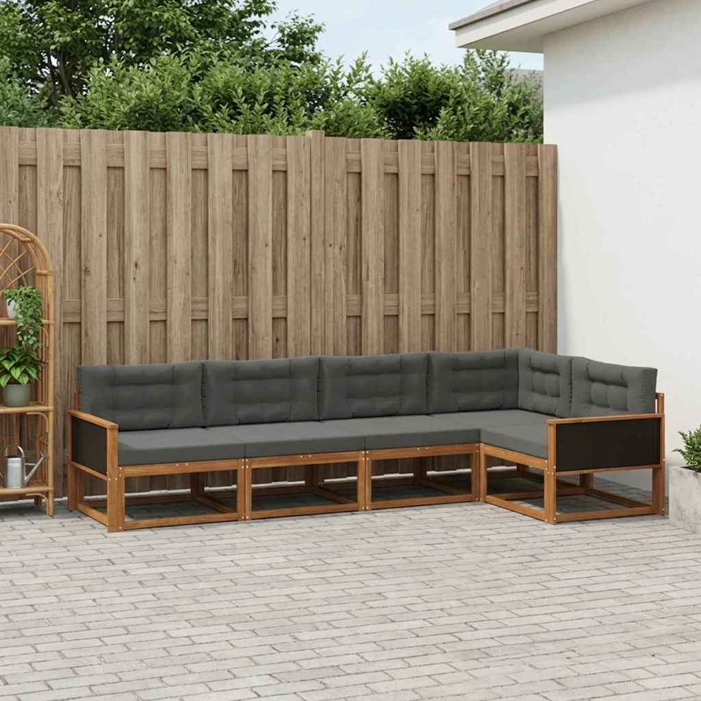 Outdoor-Sofagarnitur 5 stk. Natur und Anthrazit