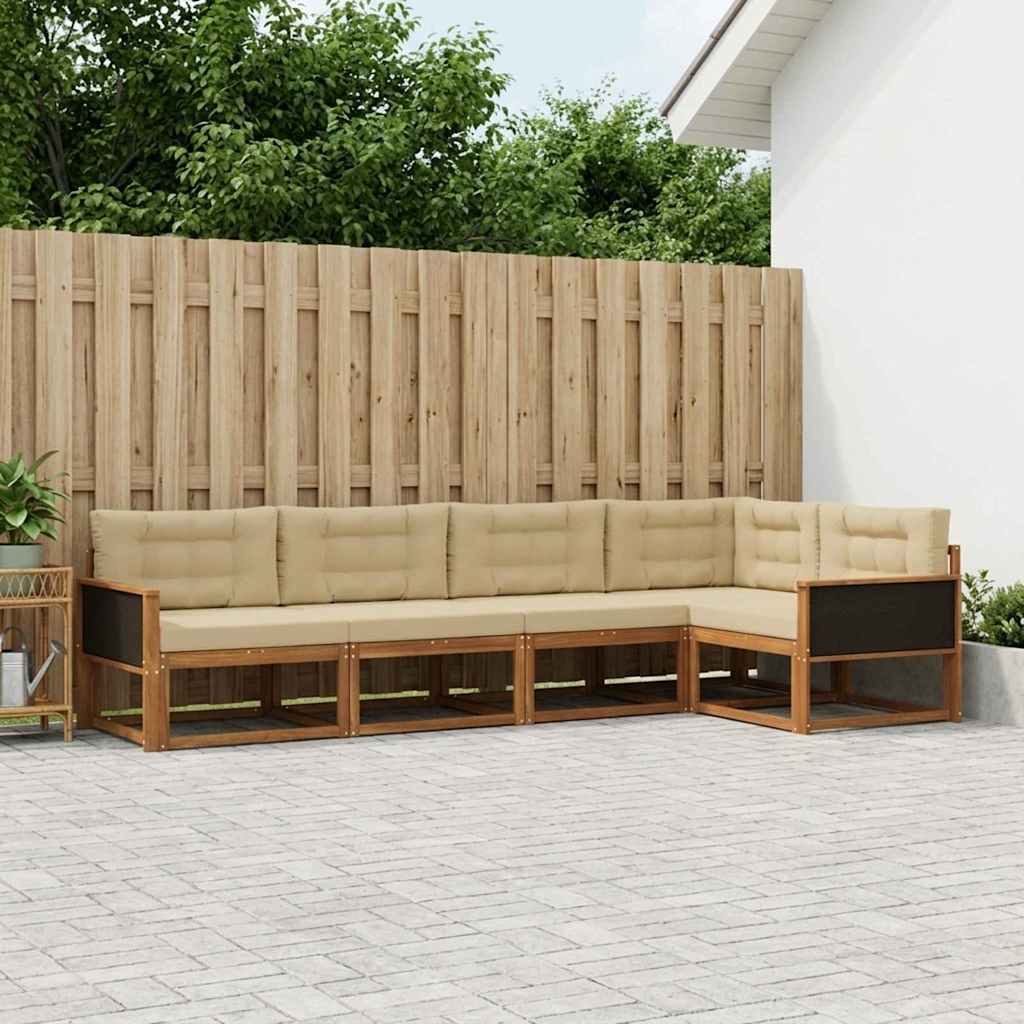 Outdoor-Sofagarnitur 5 stk. Natur und Beige