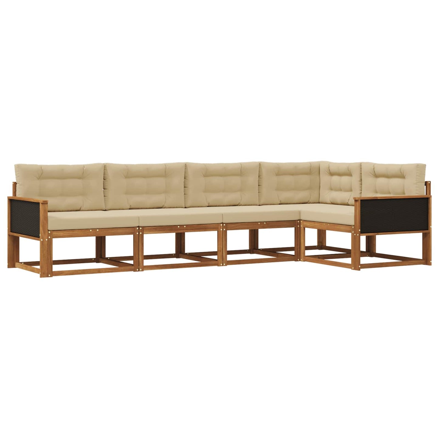 Outdoor-Sofagarnitur 5 stk. Natur und Beige