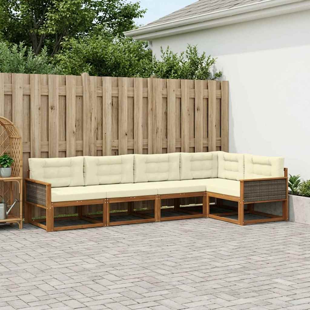 Outdoor-Sofagarnitur 5 pcs Natur und Creme