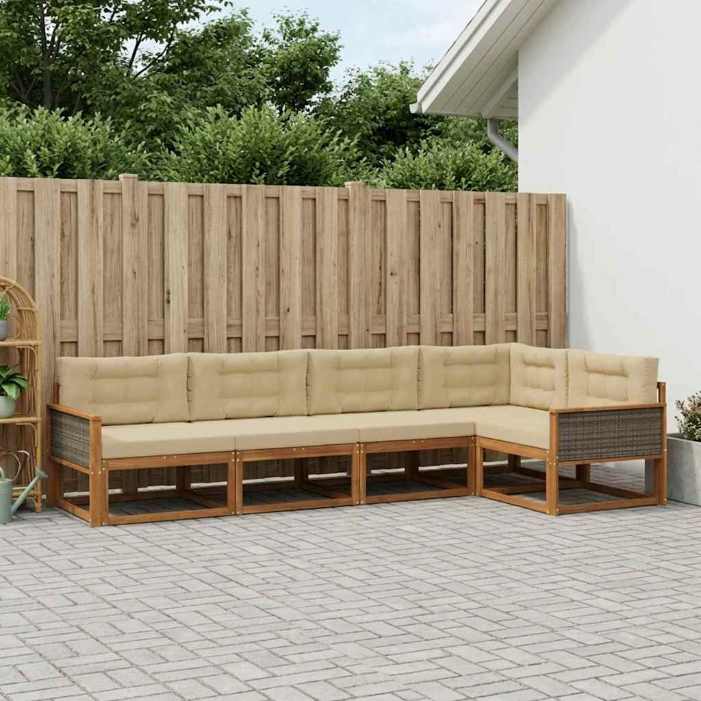Outdoor-Sofagarnitur 5 pcs Natur und Beige