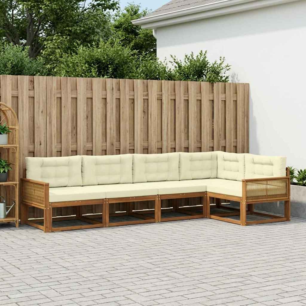 Outdoor-Sofagarnitur 5 stk. Natur und Creme