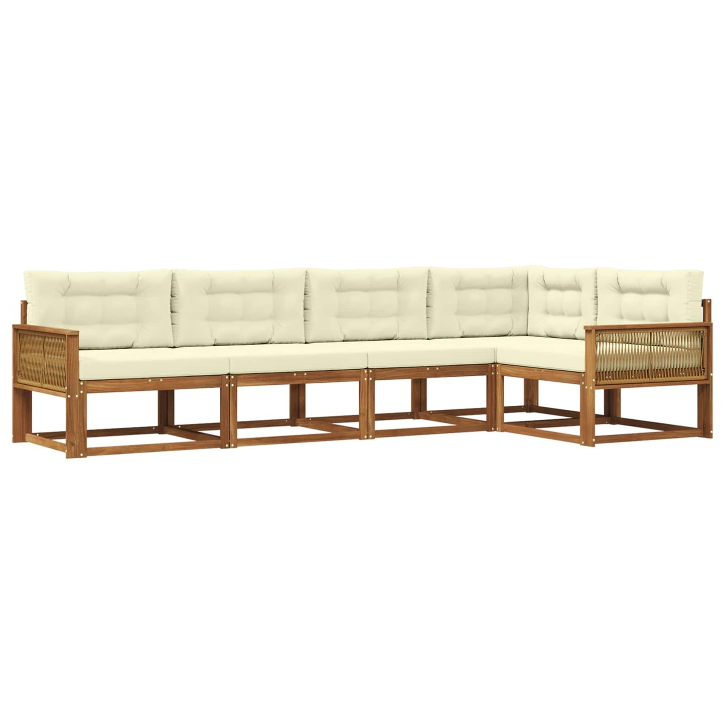Outdoor-Sofagarnitur 5 stk. Natur und Creme