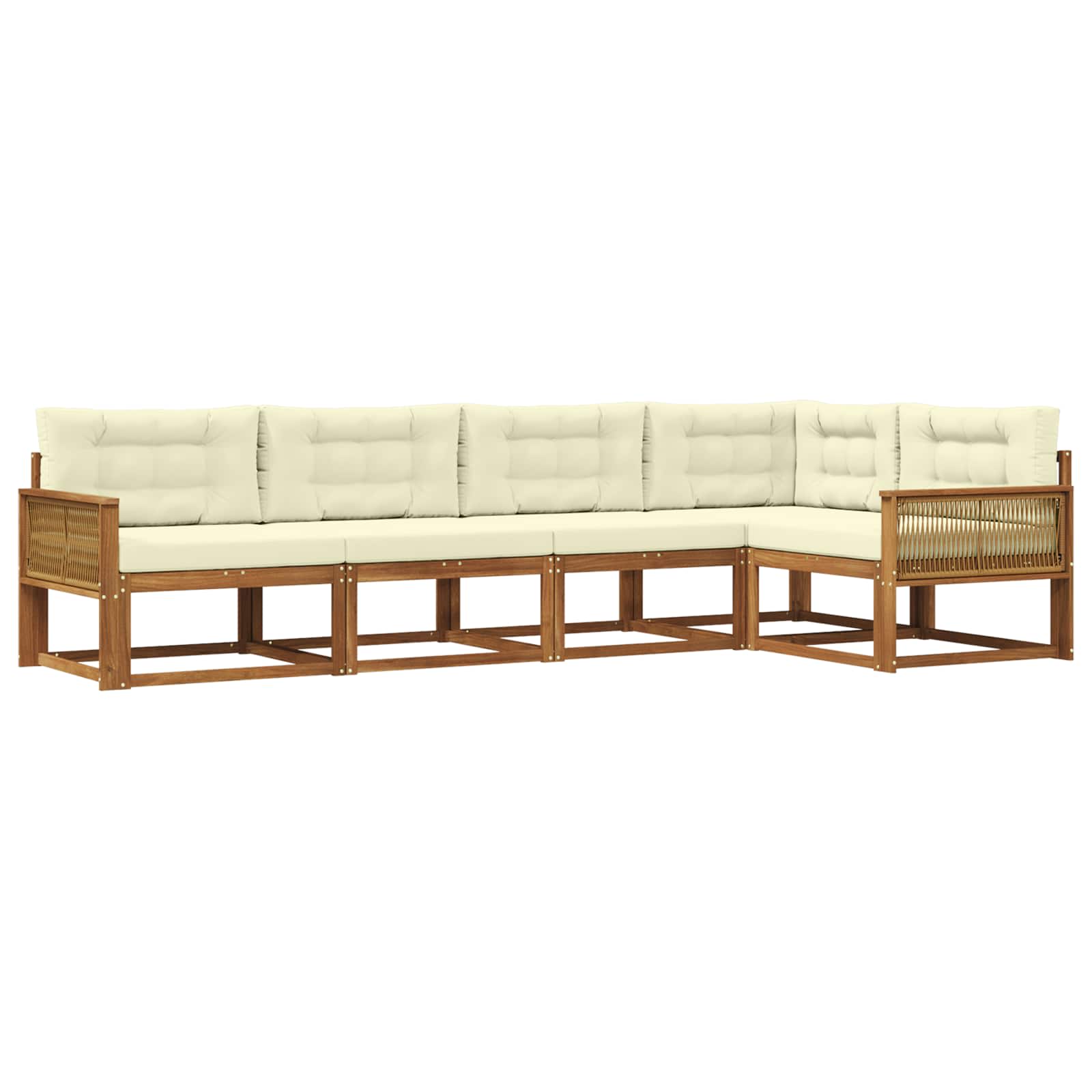 Outdoor-Sofagarnitur 5 stk. Natur und Creme