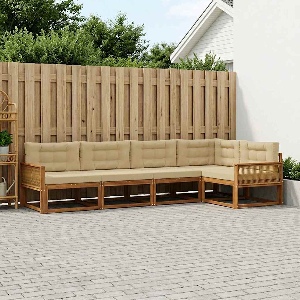 Outdoor-Sofagarnitur 5 stk. Natur und Beige