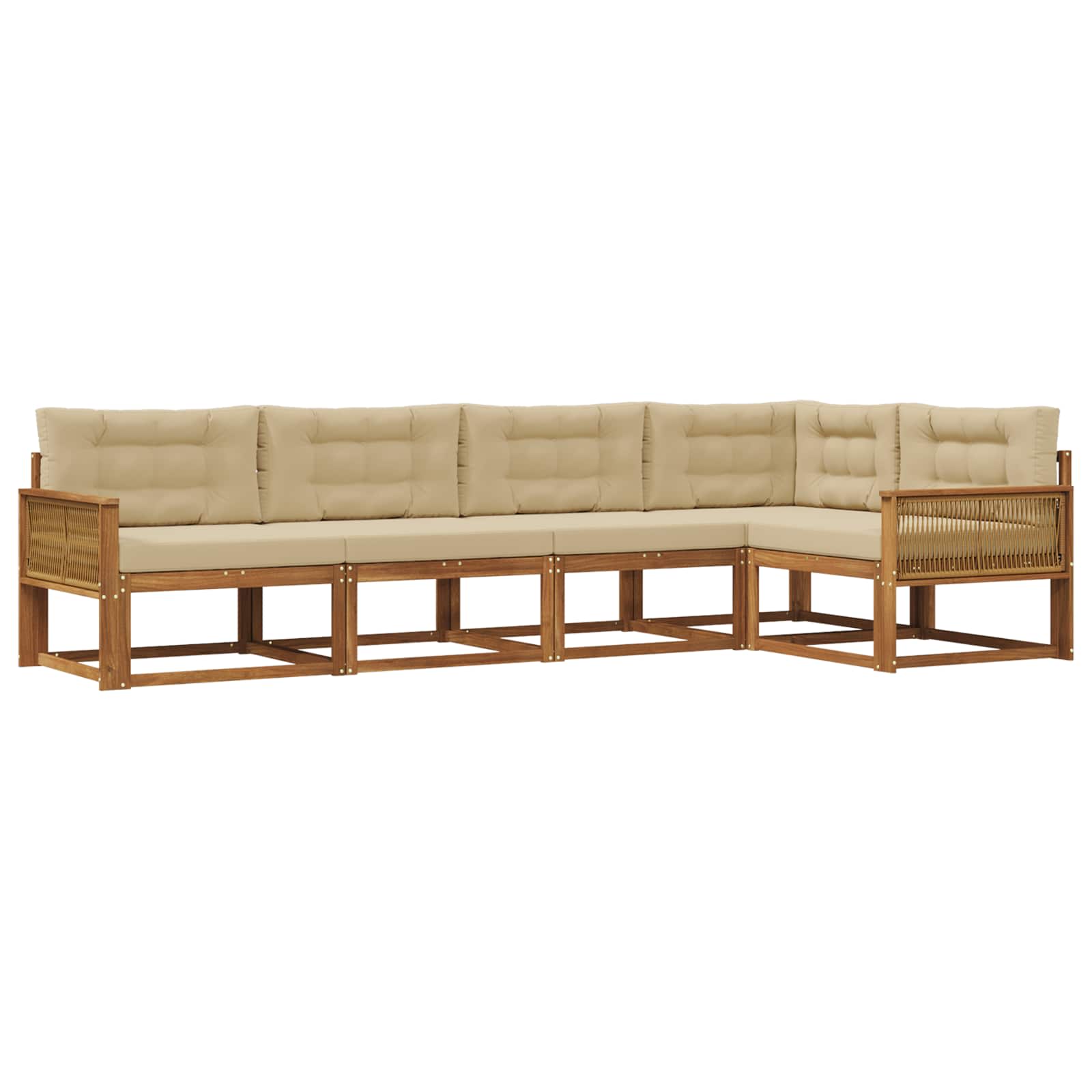 Outdoor-Sofagarnitur 5 stk. Natur und Beige