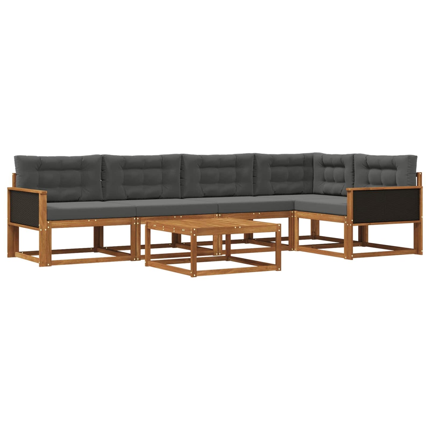 Outdoor-Sofagarnitur mit Kissen 6 pcs Natur und Anthrazit