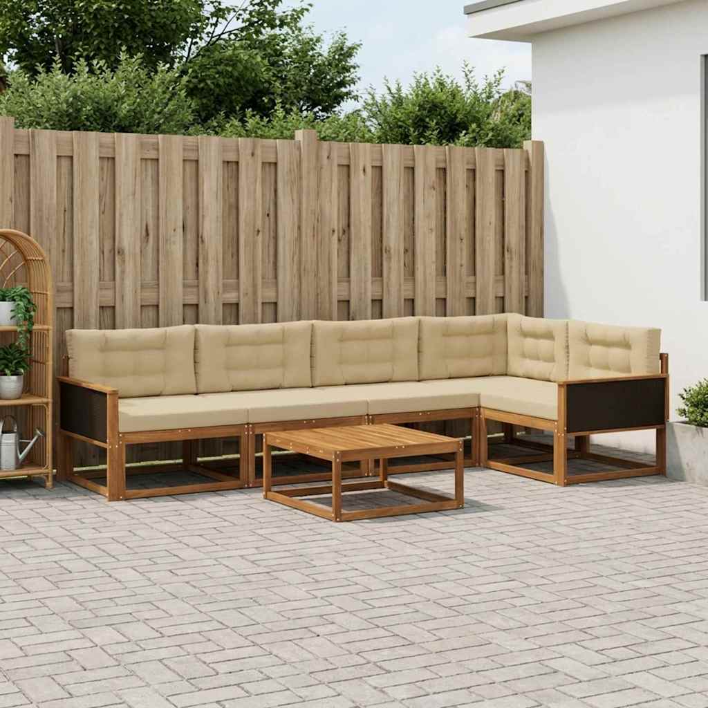 Outdoor-Sofagarnitur mit Kissen 6 pcs Natur und Beige