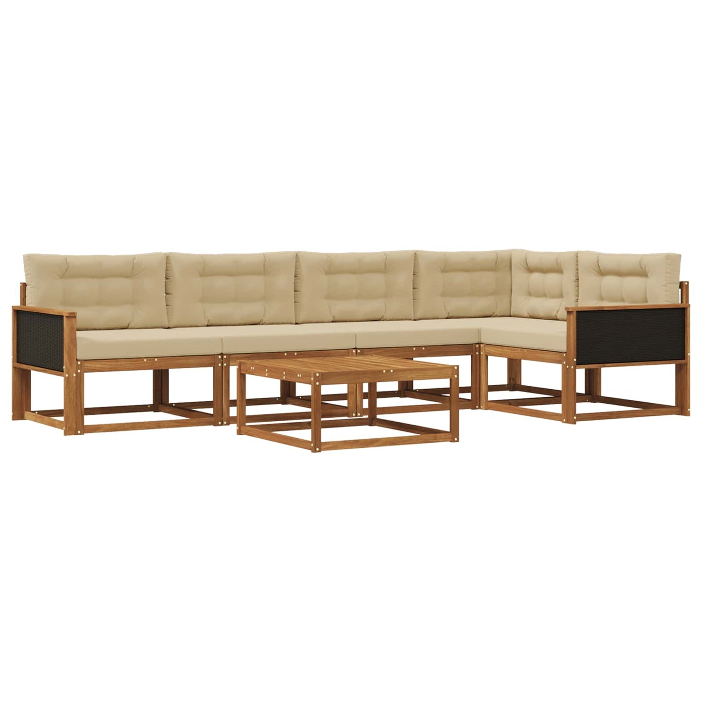 Outdoor-Sofagarnitur mit Kissen 6 pcs Natur und Beige