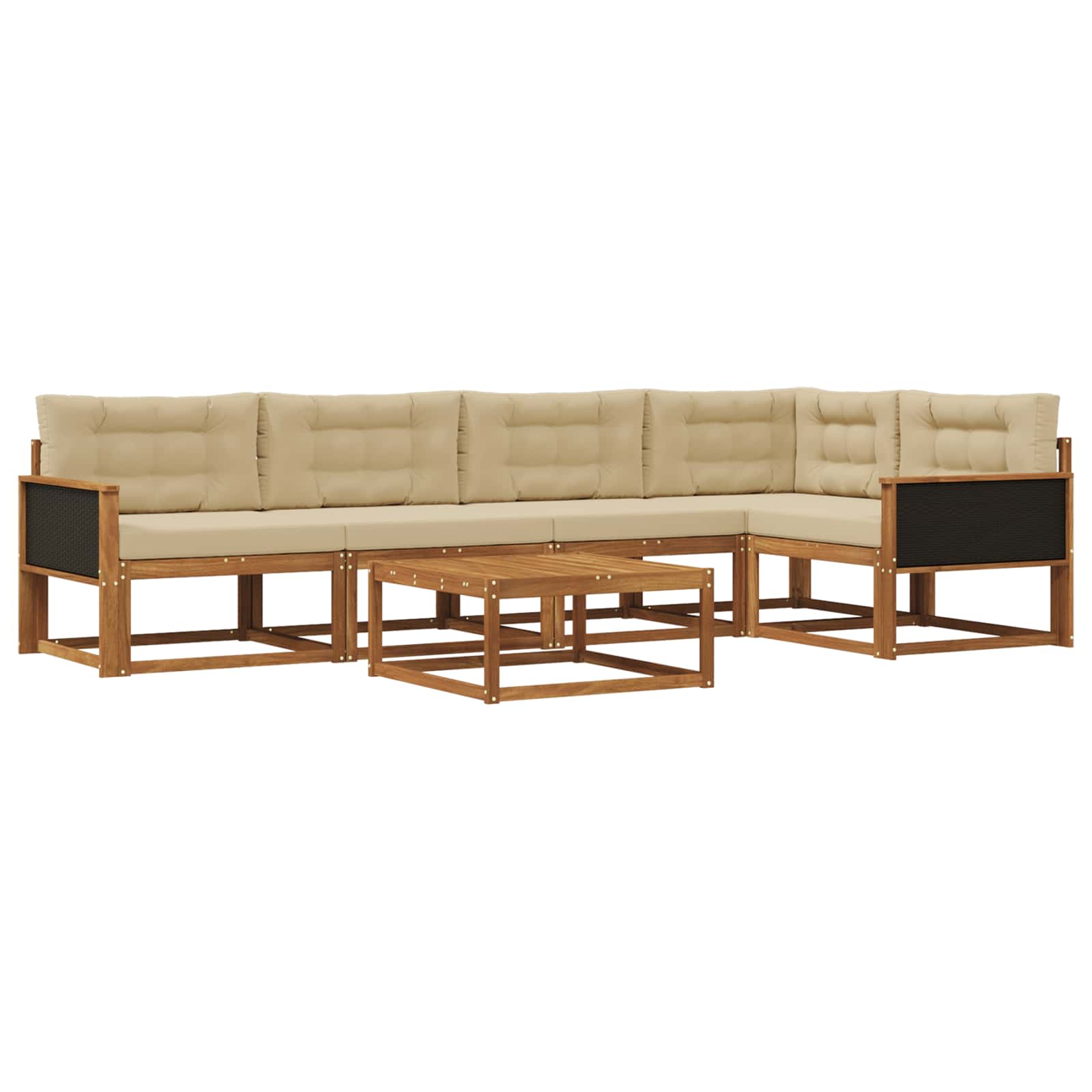 Outdoor-Sofagarnitur mit Kissen 6 pcs Natur und Beige