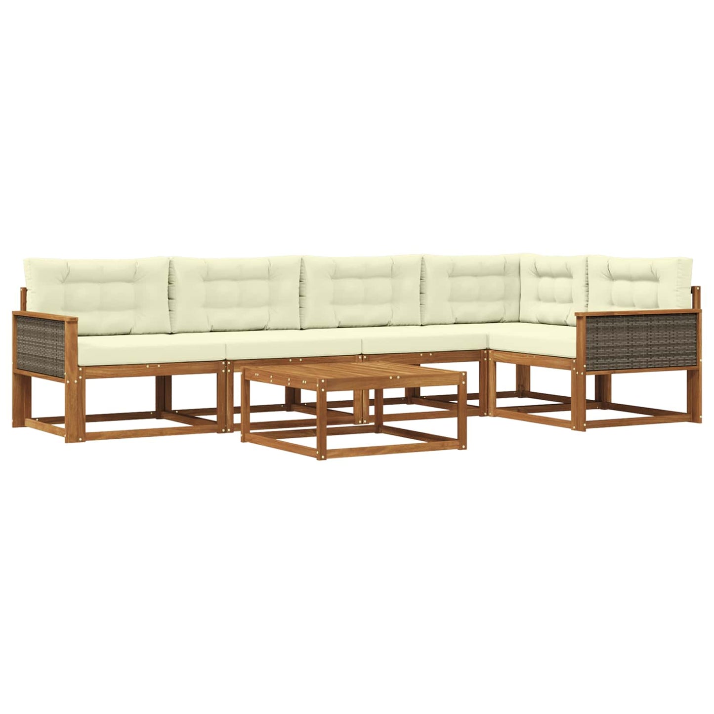 Outdoor-Sofagarnitur mit Kissen 6 pcs Natur und Creme