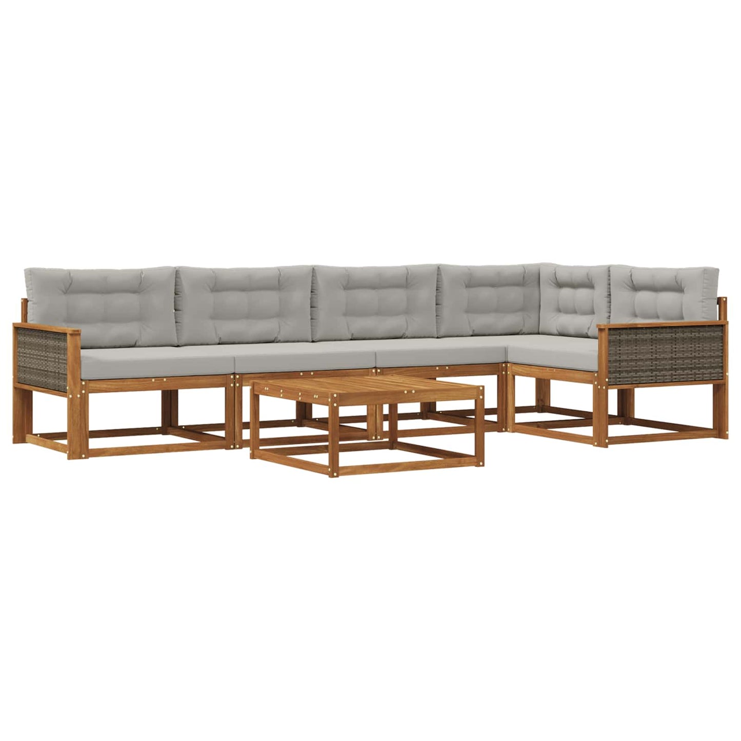 Outdoor-Sofagarnitur mit Kissen 6 pcs Natural and Light grey