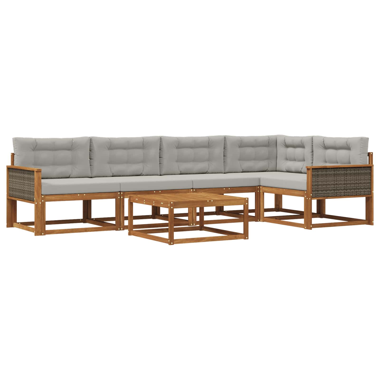Outdoor-Sofagarnitur mit Kissen 6 pcs Natural and Light grey