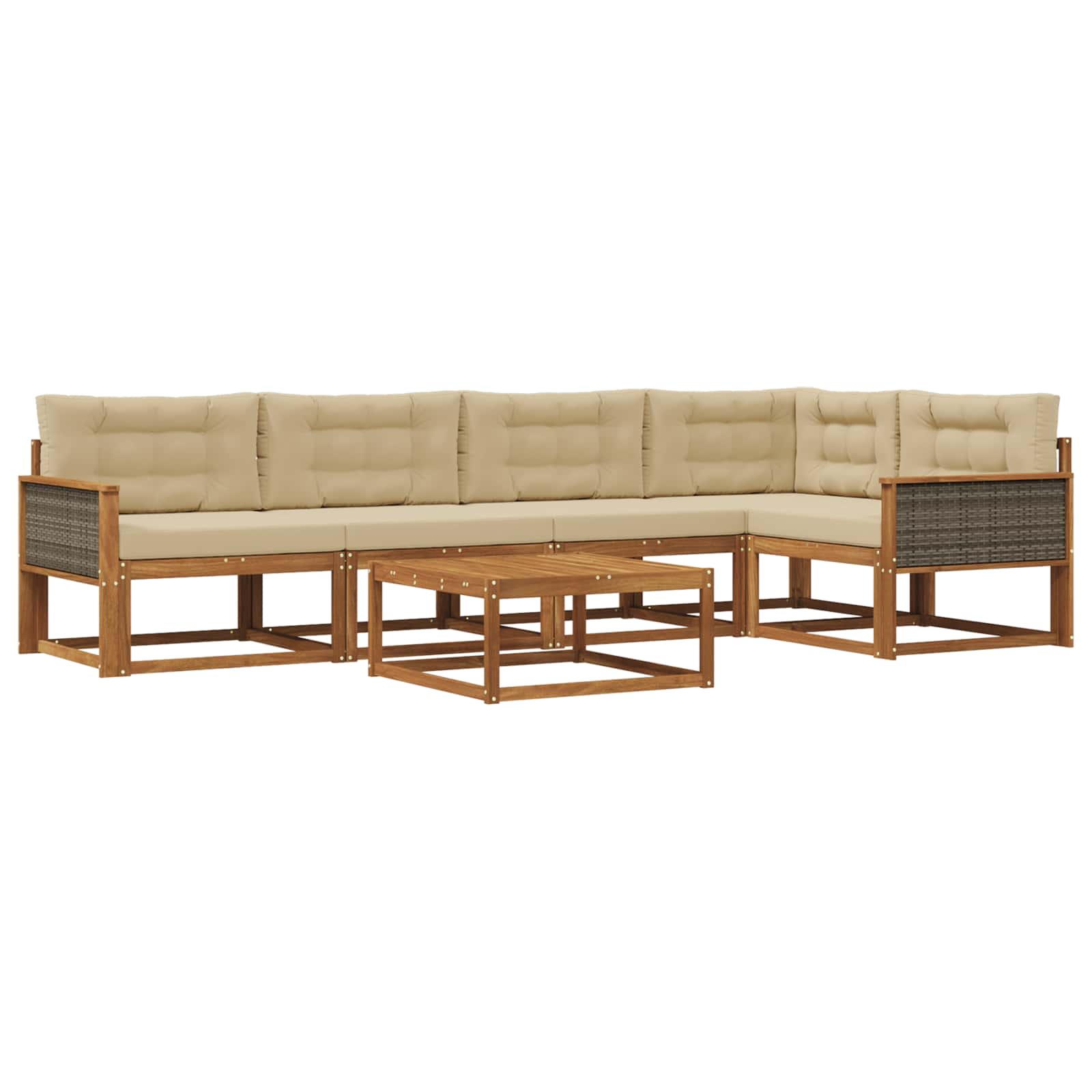 Outdoor-Sofagarnitur mit Kissen 6 pcs Natur und Beige
