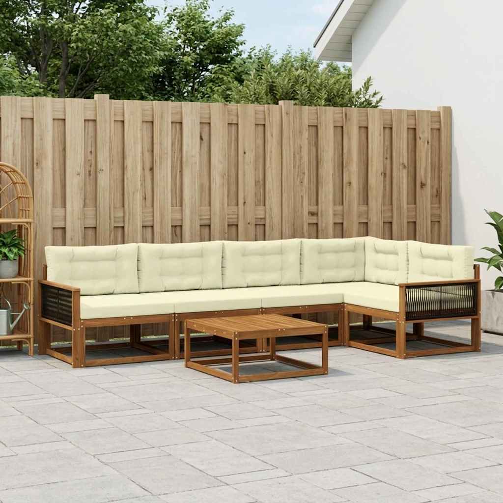 Outdoor-Sofagarnitur mit Kissen 6 pcs Natur und Creme