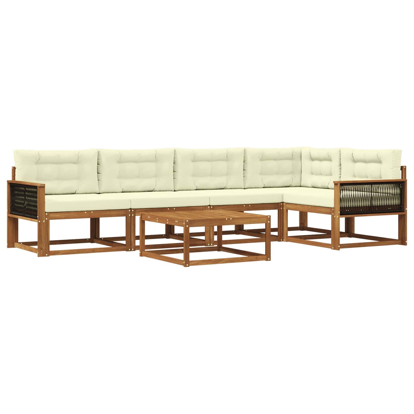 Outdoor-Sofagarnitur mit Kissen 6 pcs Natur und Creme