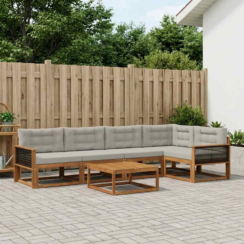 Outdoor-Sofagarnitur mit Kissen 6 pcs Natural and Light grey