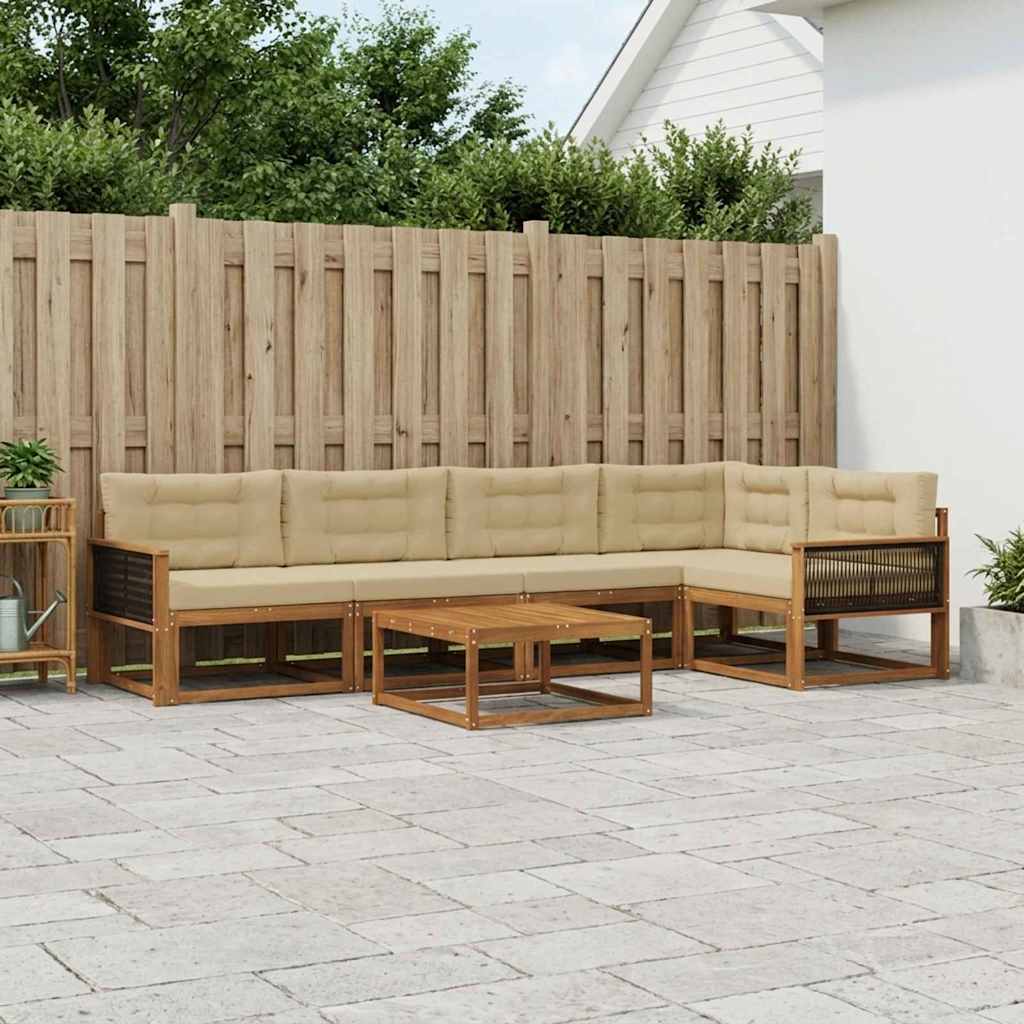 Outdoor-Sofagarnitur mit Kissen 6 pcs Natur und Beige