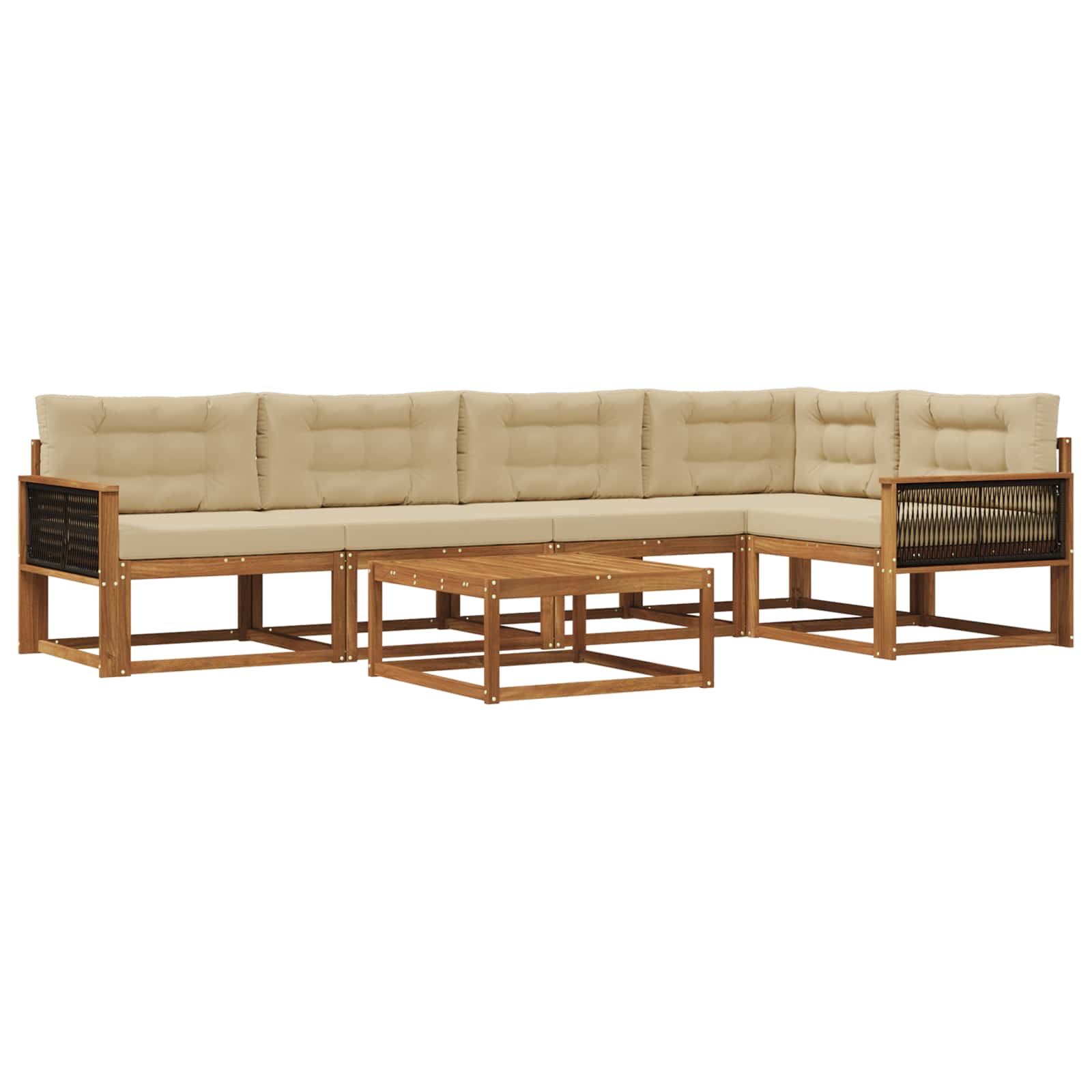 Outdoor-Sofagarnitur mit Kissen 6 pcs Natur und Beige