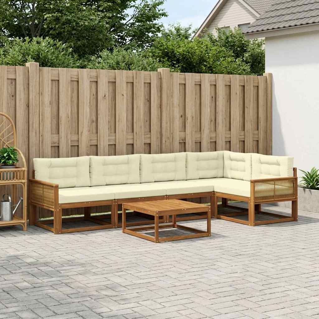 Outdoor-Sofagarnitur mit Kissen 6 pcs Natur und Creme