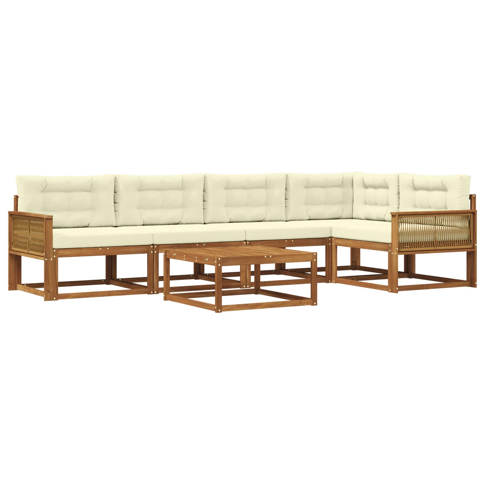 Outdoor-Sofagarnitur mit Kissen 6 pcs Natur und Creme