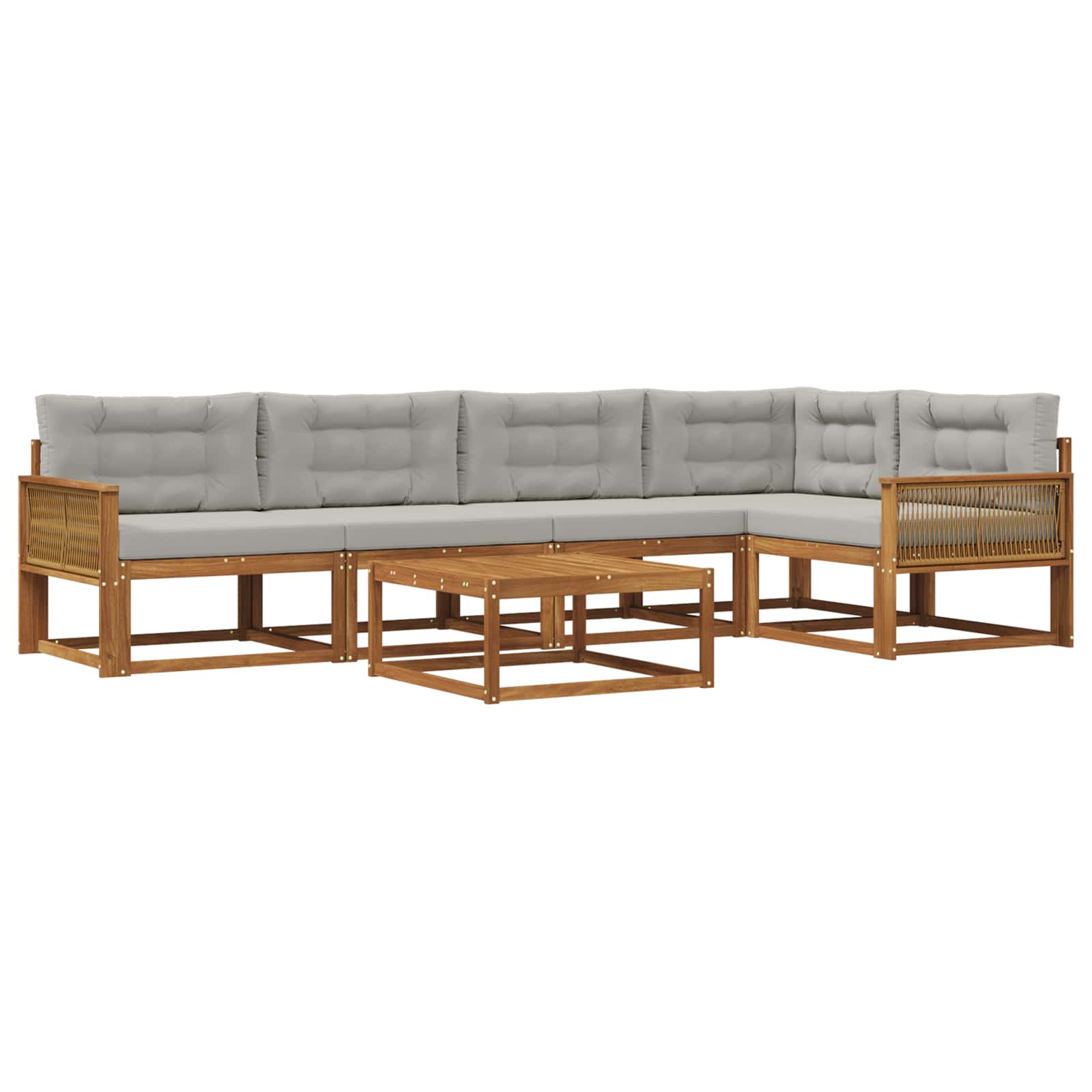 Outdoor-Sofagarnitur mit Kissen 6 pcs Natural and Light grey