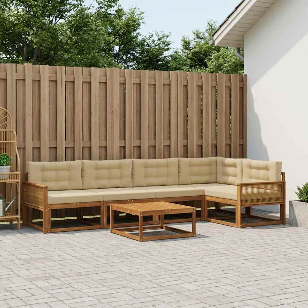 Outdoor-Sofagarnitur mit Kissen 6 pcs Natur und Beige
