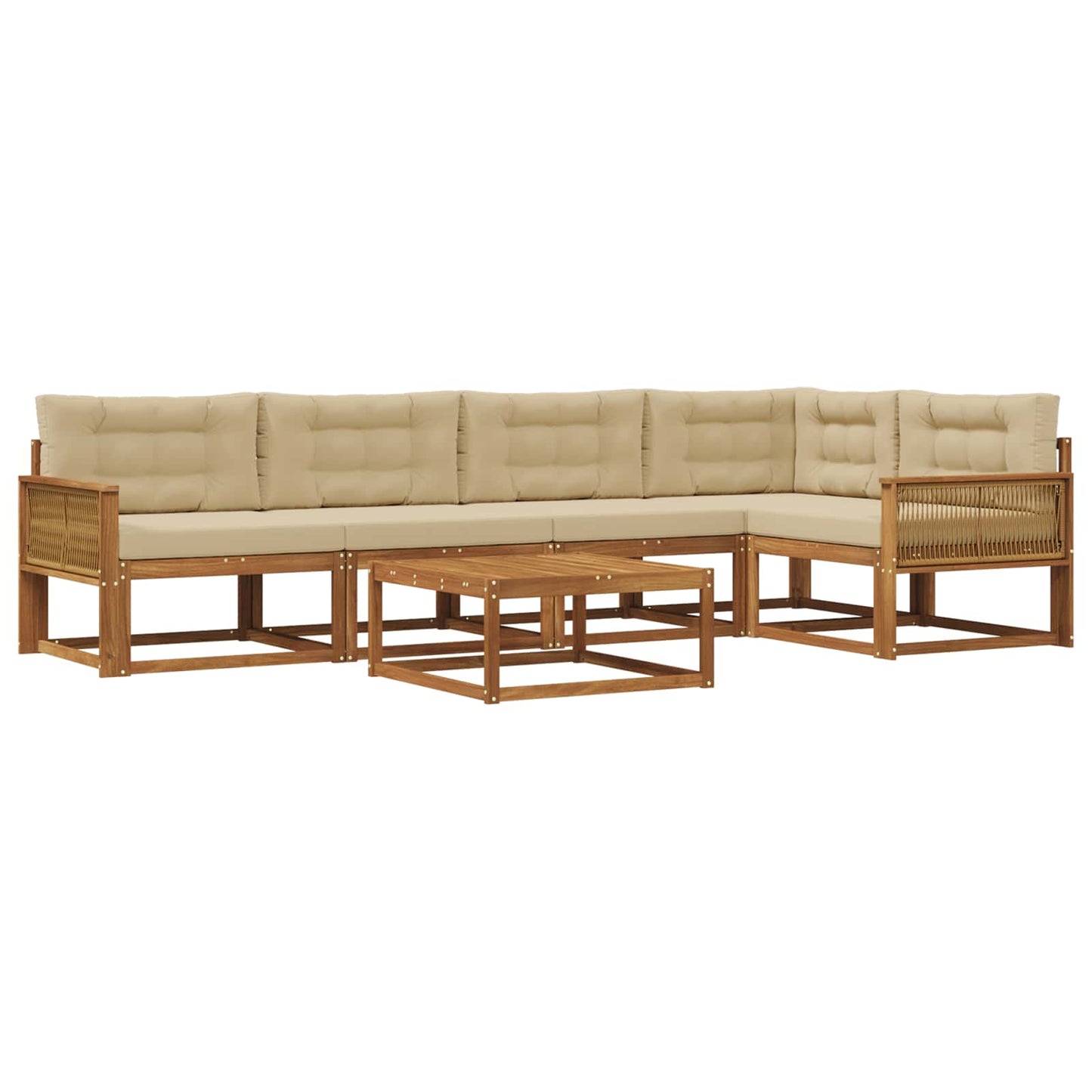 Outdoor-Sofagarnitur mit Kissen 6 pcs Natur und Beige