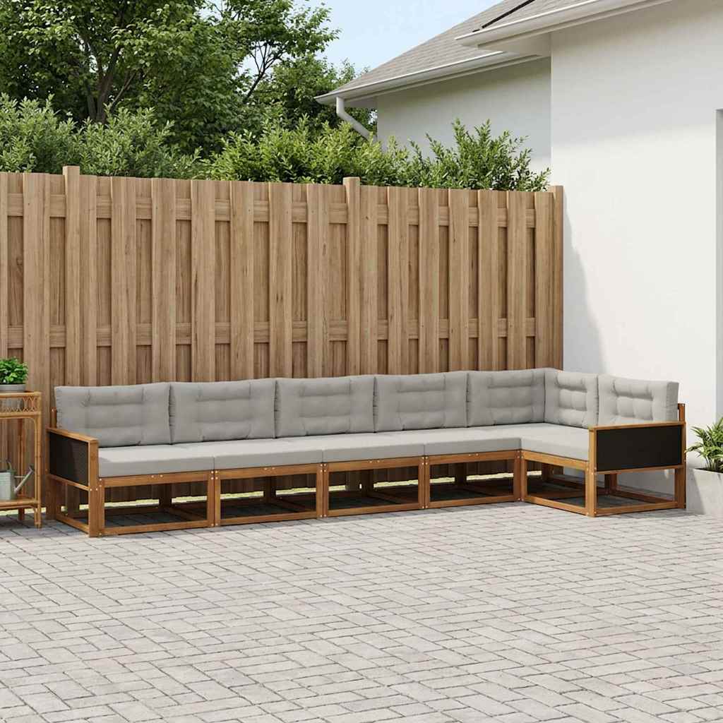 Outdoor-Sofagarnitur mit Kissen 6 pcs Natural and Light grey