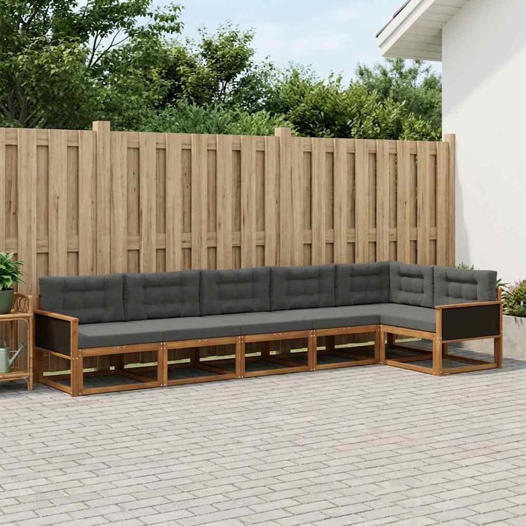 Outdoor-Sofagarnitur 6 stk. Natur und Anthrazit