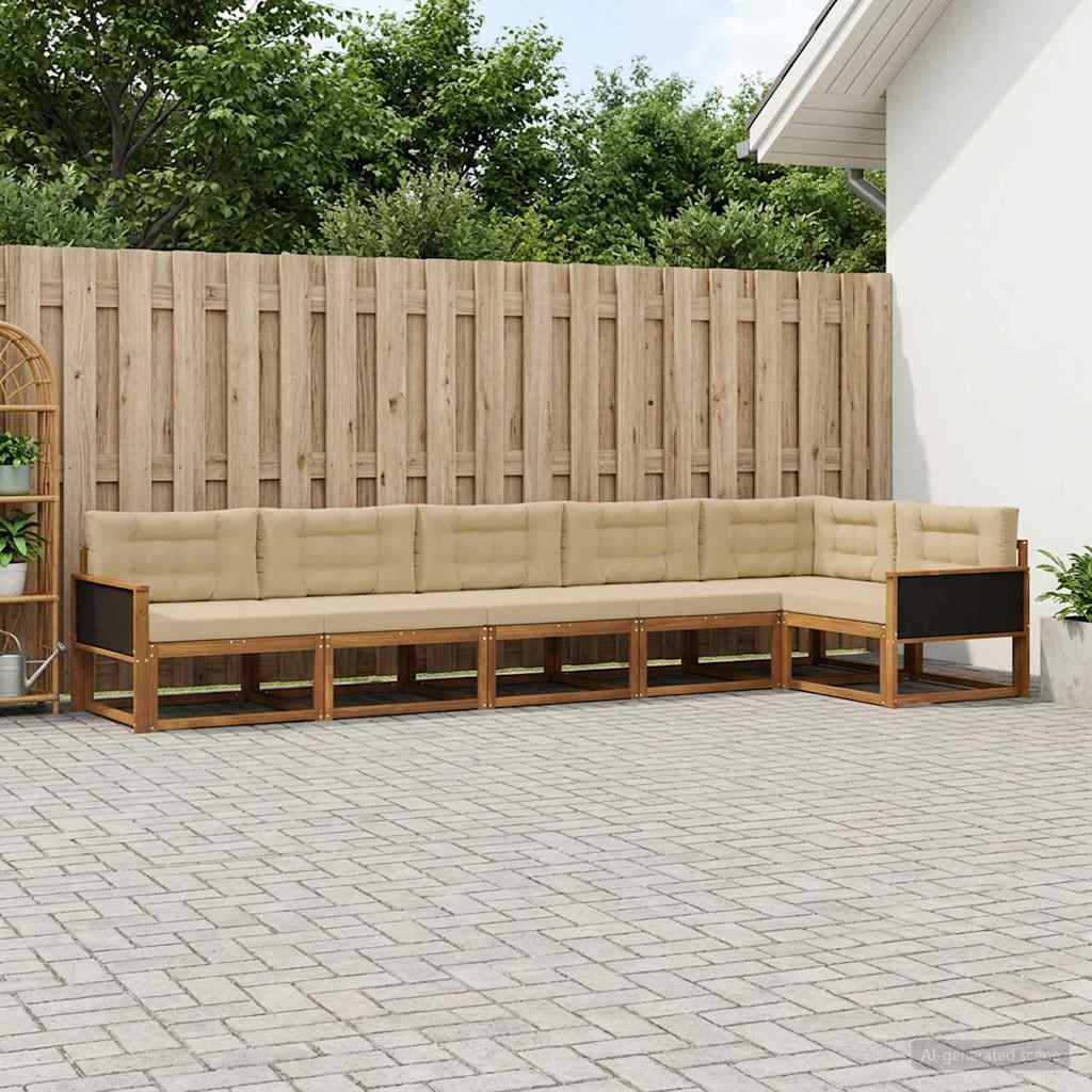 Outdoor-Sofagarnitur mit Kissen 6 pcs Natur und Beige
