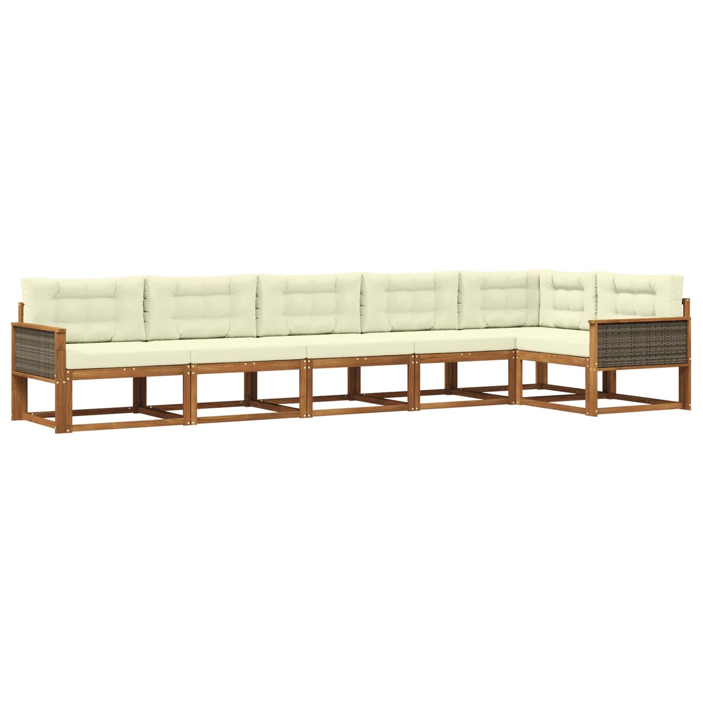 Outdoor-Sofagarnitur mit Kissen 6 pcs Natur und Creme
