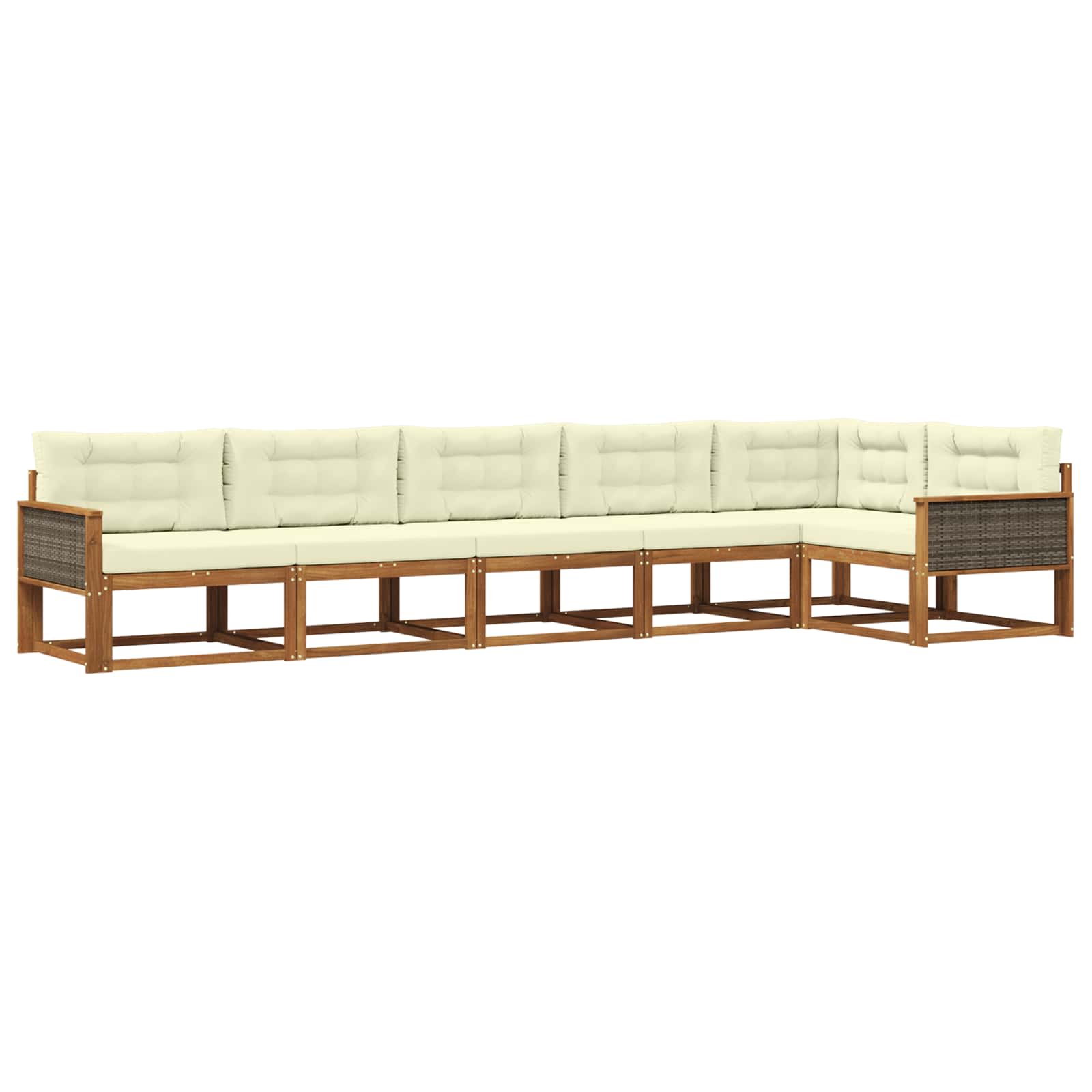 Outdoor-Sofagarnitur mit Kissen 6 pcs Natur und Creme