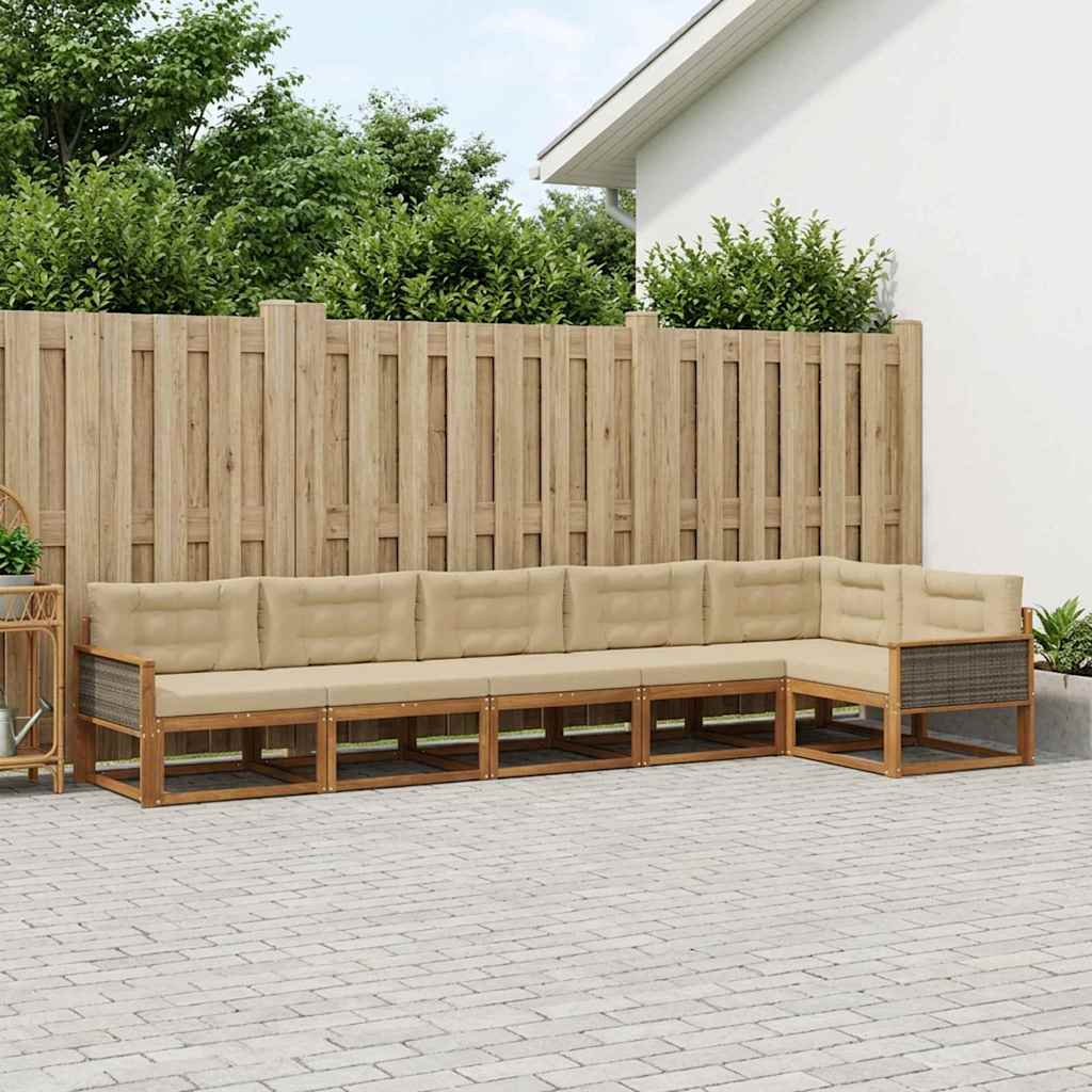Outdoor-Sofagarnitur 6 stk. Natur und Beige