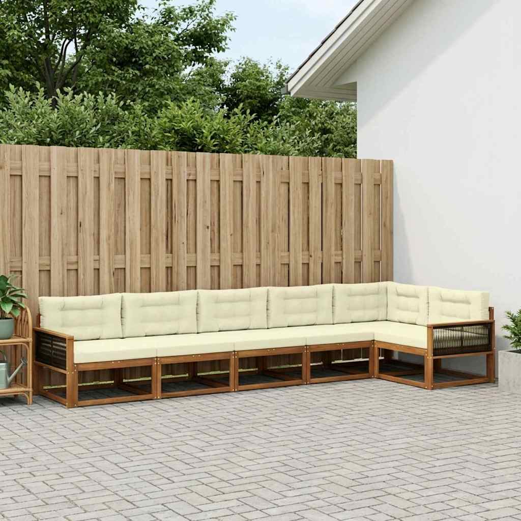 Outdoor-Sofagarnitur mit Kissen 6 pcs Natur und Creme