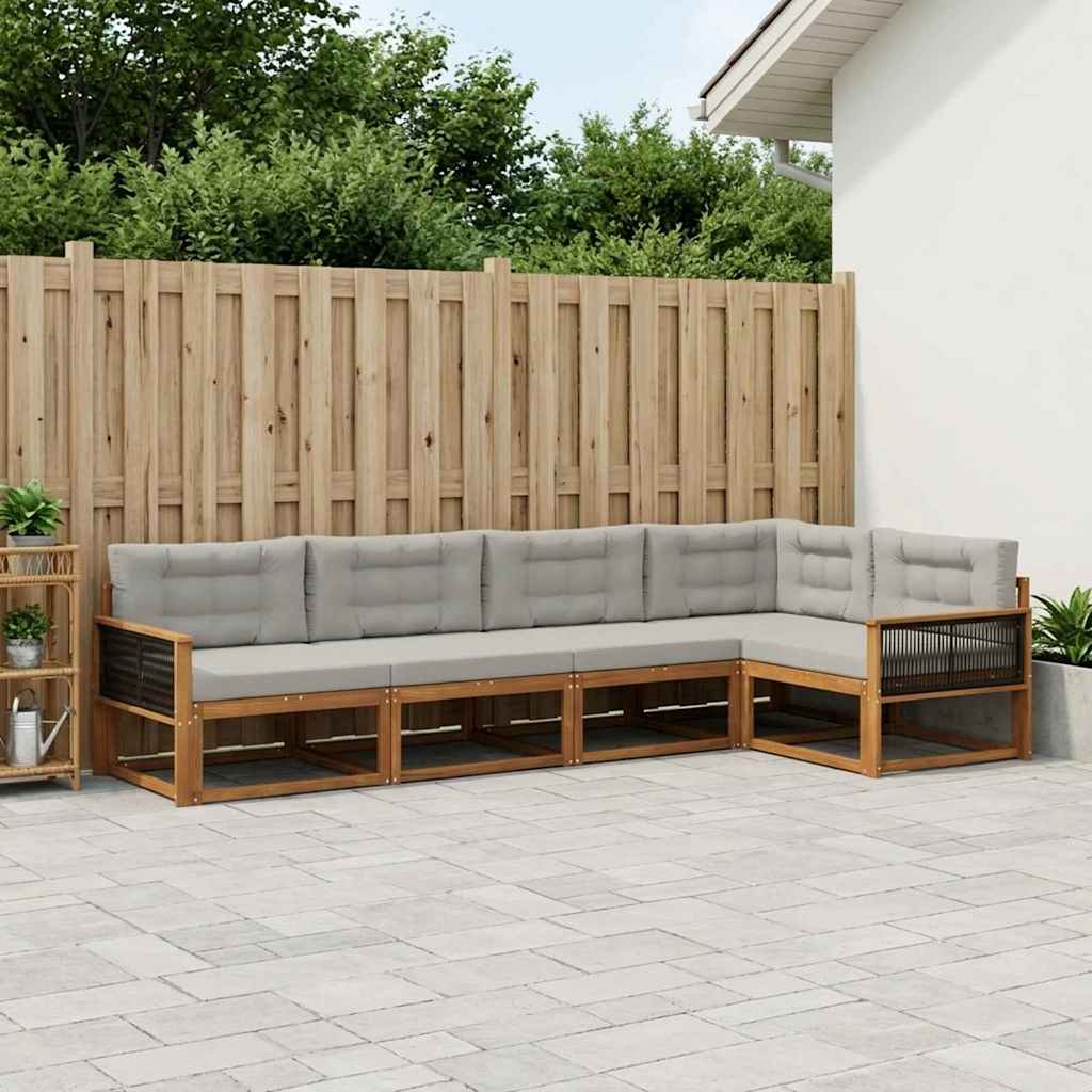 Outdoor-Sofagarnitur mit Kissen 6 pcs Natural and Light grey