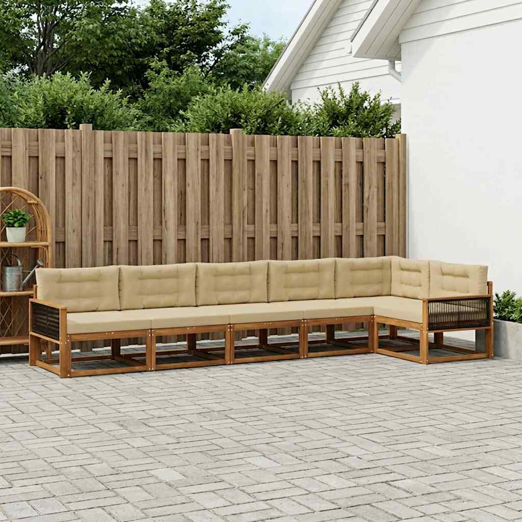 Outdoor-Sofagarnitur 6 stk. Natur und Beige