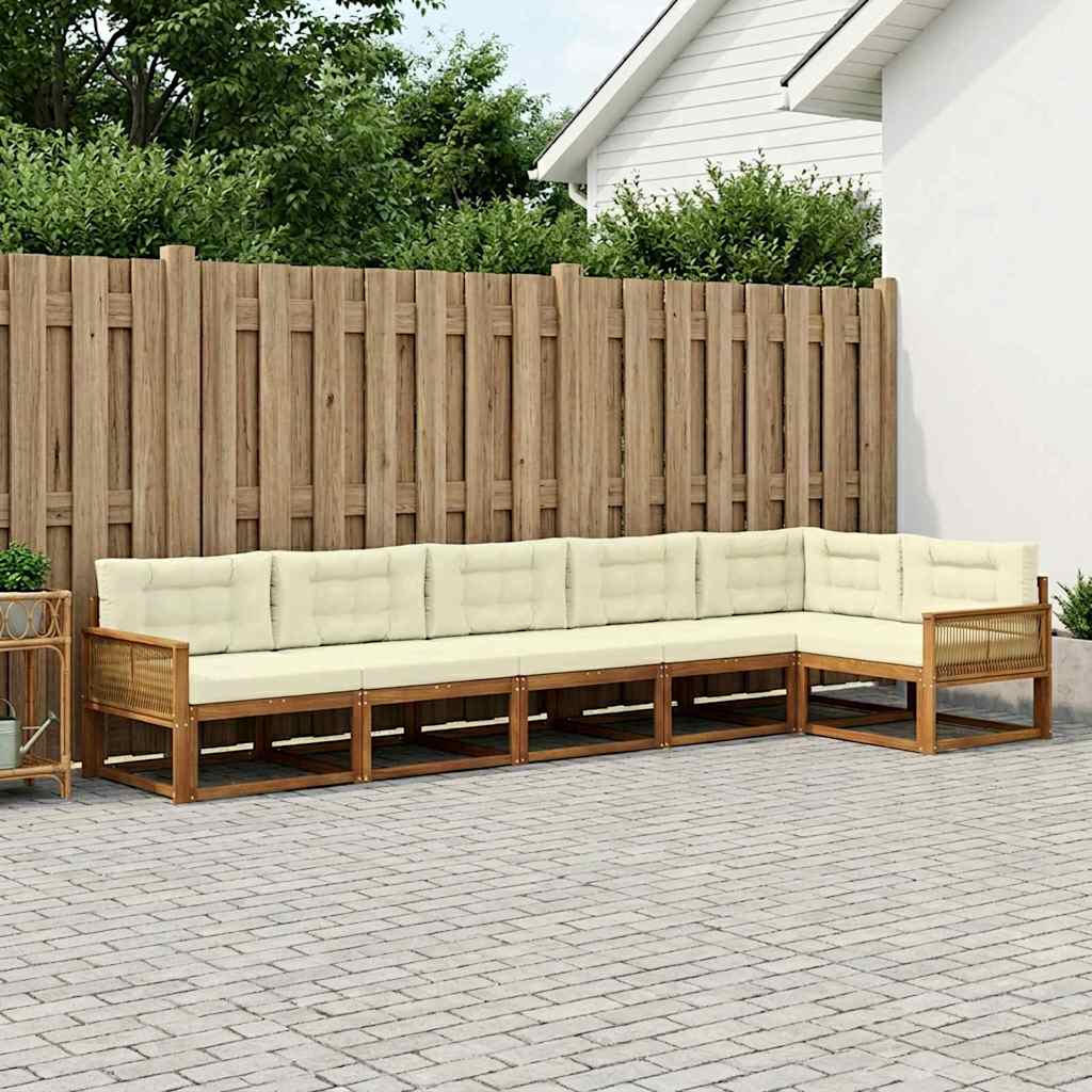 Outdoor-Sofagarnitur 6 stk. Natur und Creme