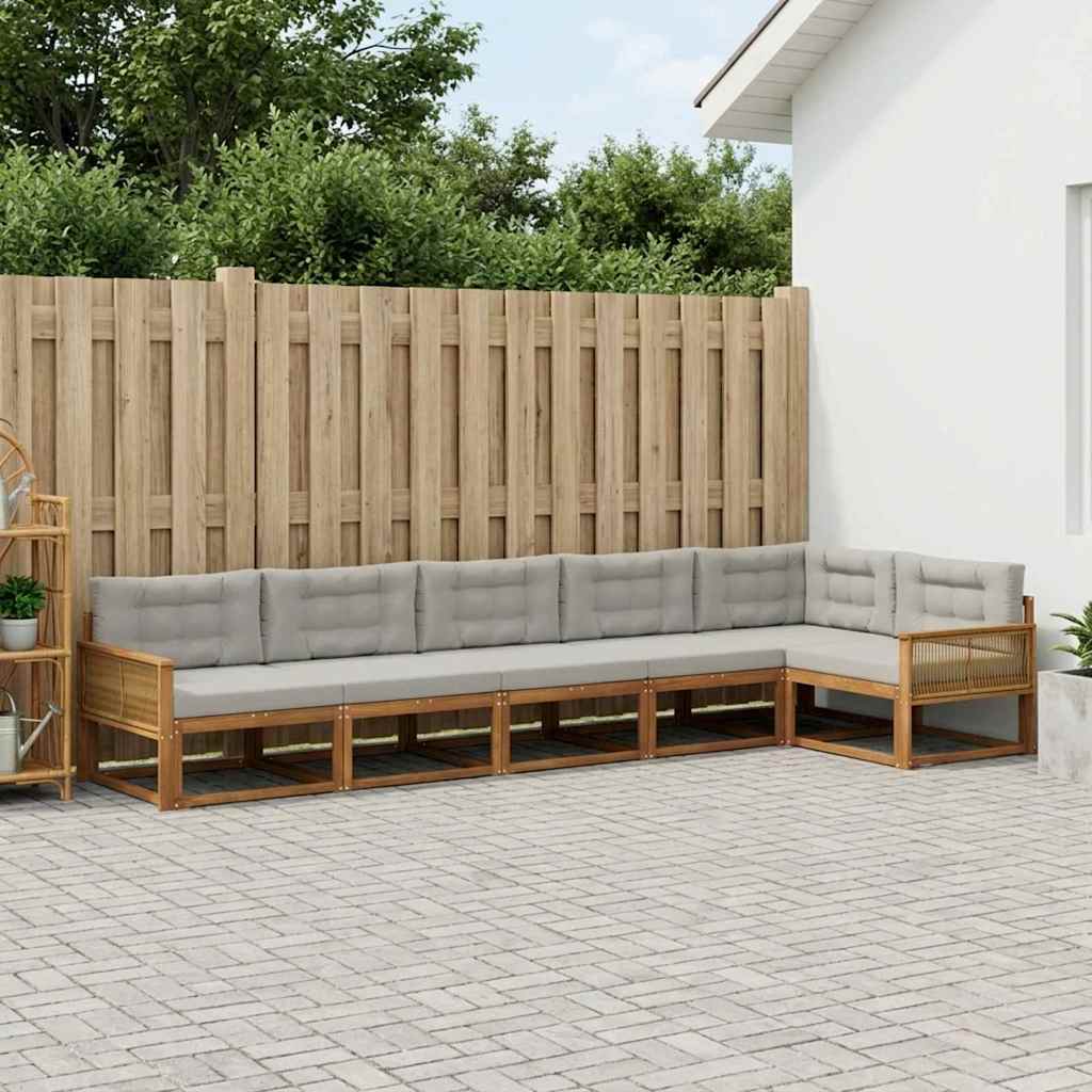 Outdoor-Sofagarnitur mit Kissen 6 pcs Natural and Light grey
