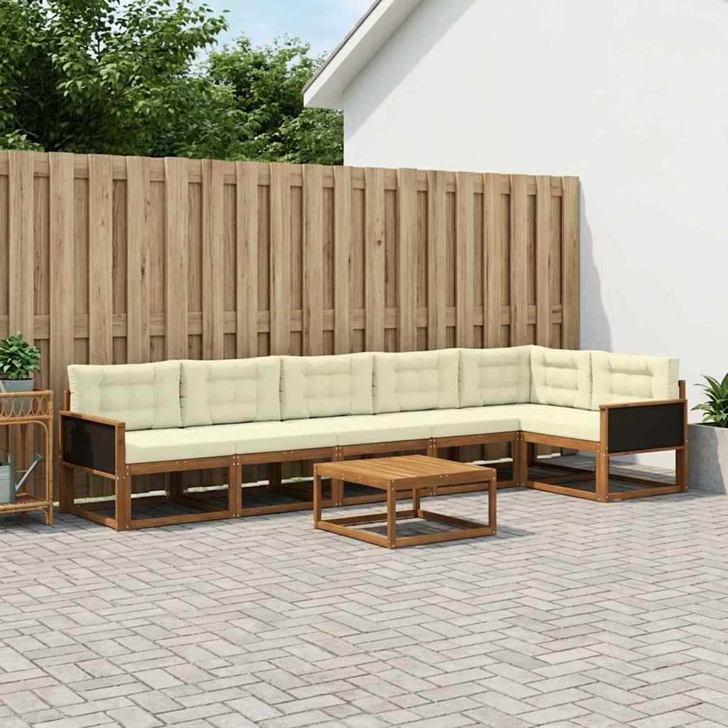 Outdoor-Sofagarnitur mit Kissen 7 pcs Natur und Creme
