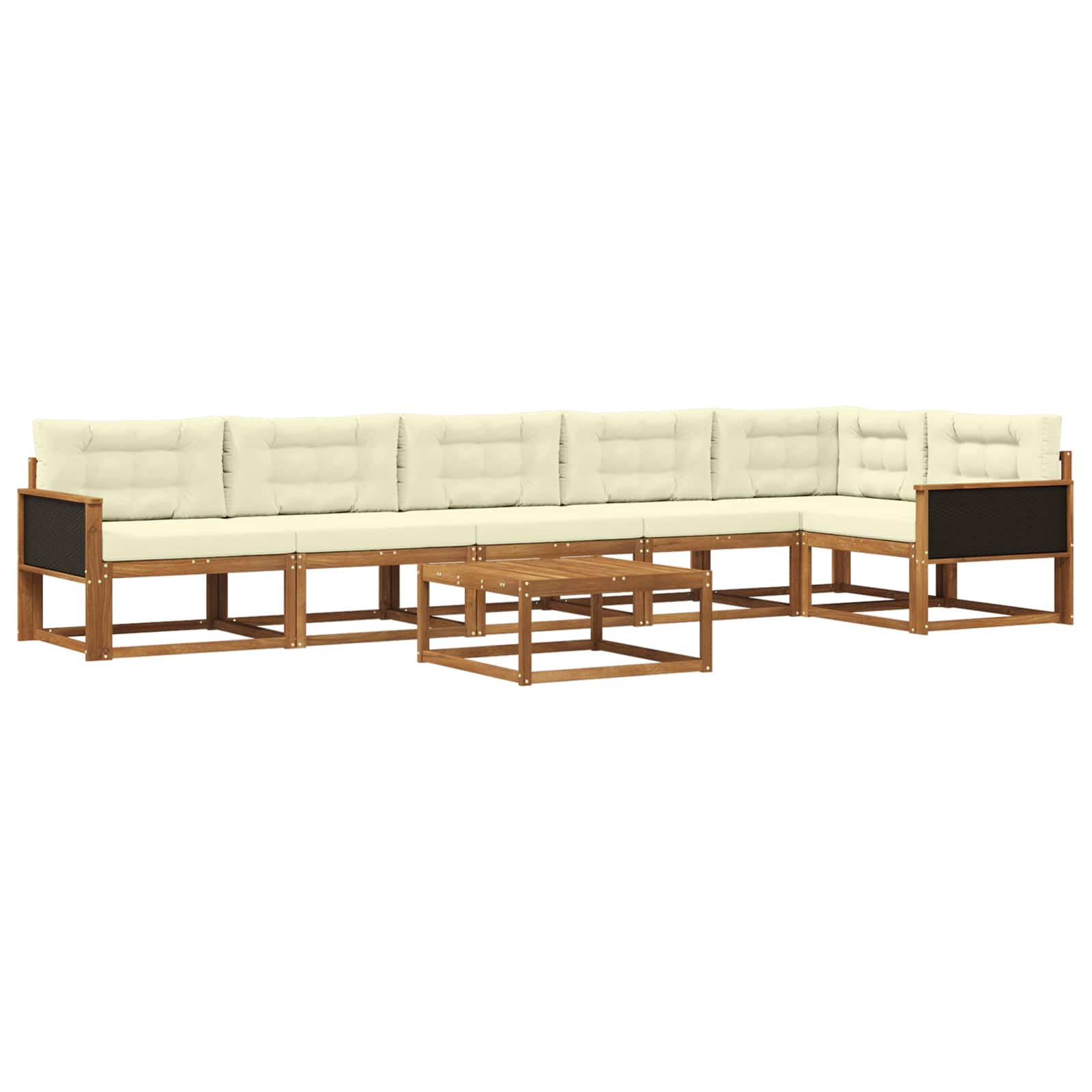 Outdoor-Sofagarnitur mit Kissen 7 pcs Natur und Creme